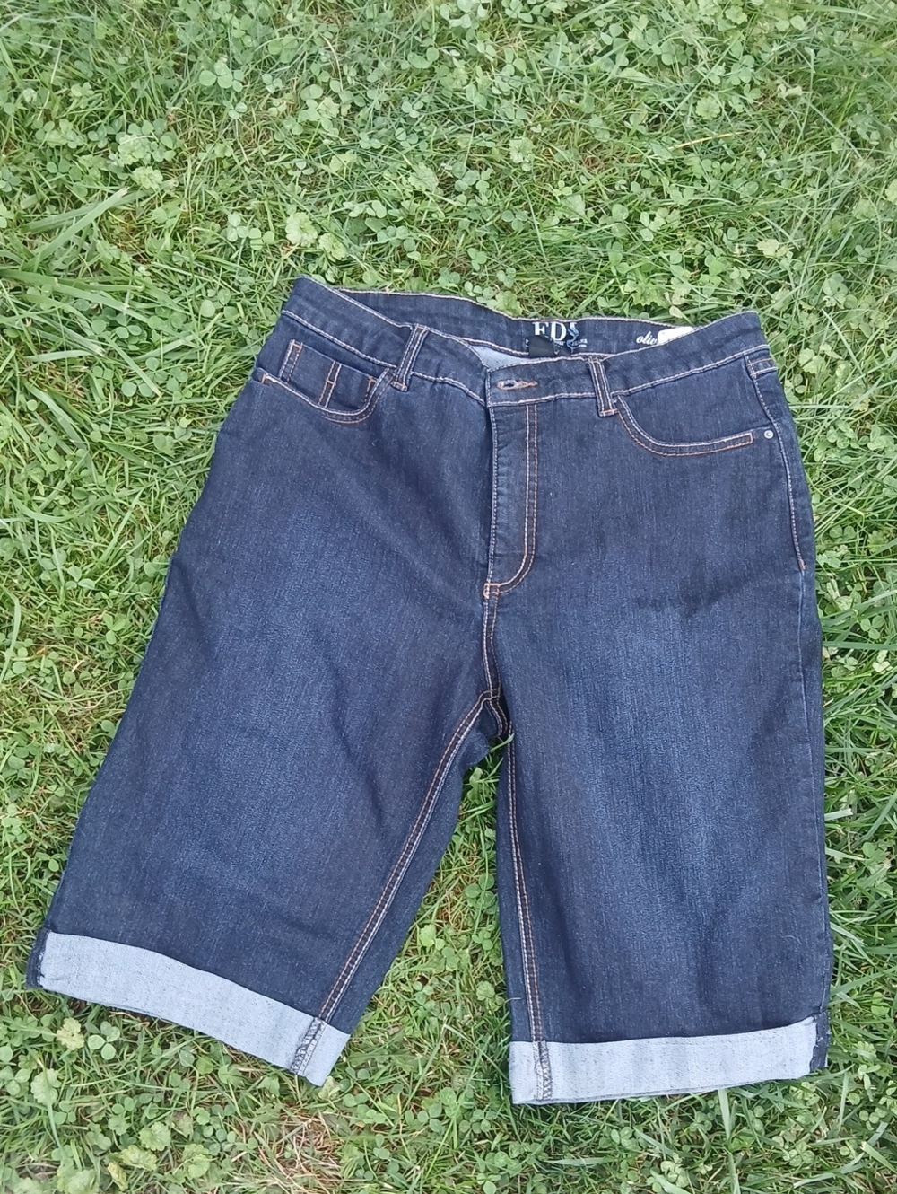 Dark Blue Denim Bermuda Shorts - Women